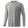 Huk Waypoint Long Sleeve Shirt - Grey -AFTCO Shop GreyFront