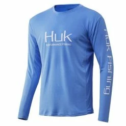 Huk ICON X Long Sleeve Tech Tees -AFTCO Shop HUK Huk Icon X LS H1200138 420 Carolina Blue Hero Front