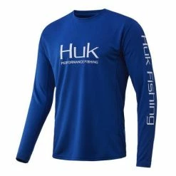 Huk ICON X Long Sleeve Tech Tees -AFTCO Shop HUK Huk Icon X LS H1200138 457 Huk Blue Hero Front