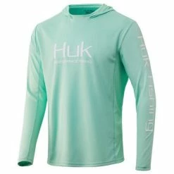 Huk ICON X Hoodie Long Sleeve Tech Tee -AFTCO Shop HUK Huk Icon X Hoodie H1200139 333 Lichen Hero Front