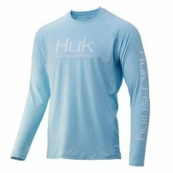 Huk Pursuit Vented Long Sleeve -AFTCO Shop HUK Huk Pursuit Vented LS H1200150 450 Ice Blue Front Hero