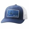 Huk Midnight Magic Trucker Hat -AFTCO Shop HUK Midnight Magic Trucker H3000260 409 Sargasso Sea Hero Front