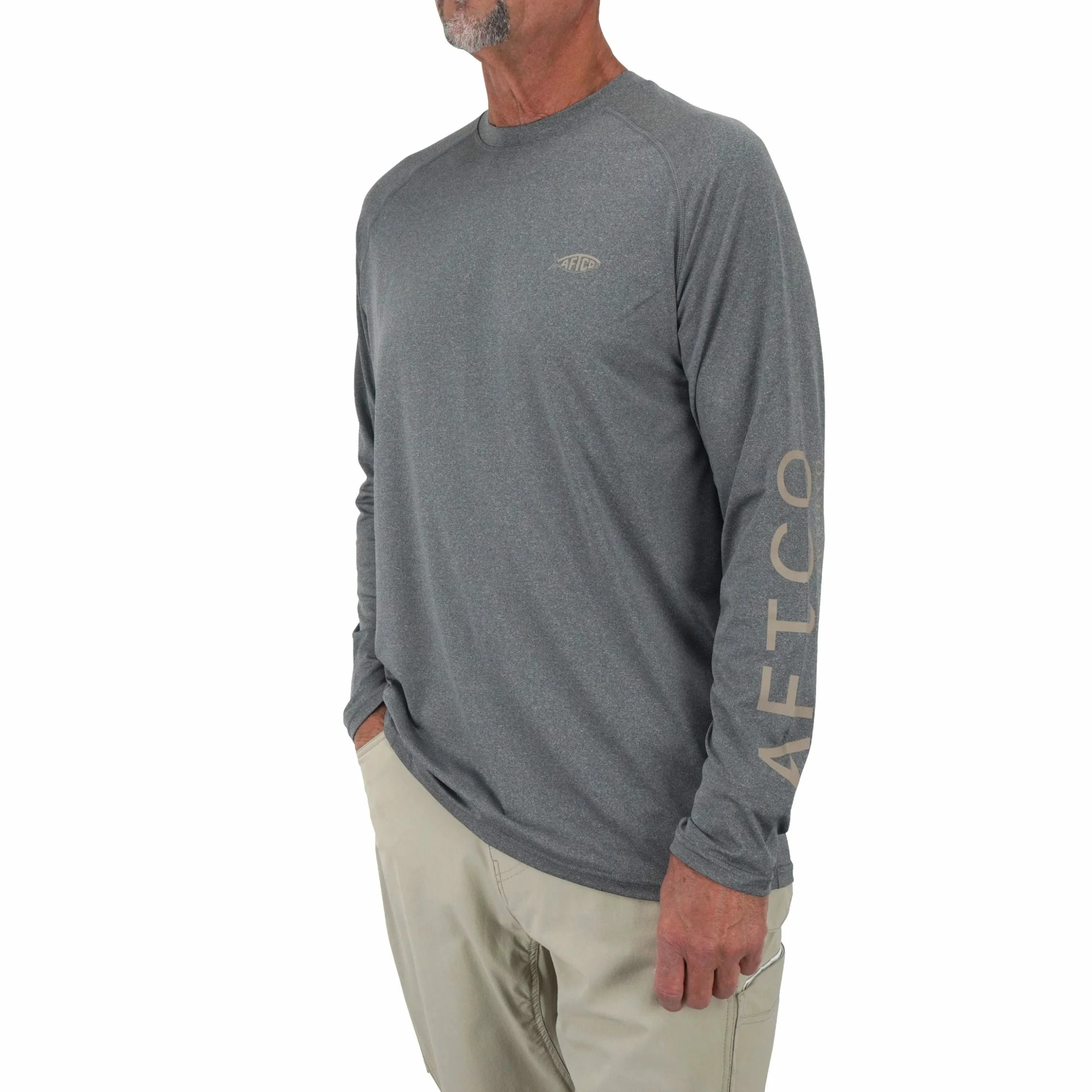 Aftco Samurai LS UV Shirt Charcoal Heather 5 Aftco Samurai LS UV Shirt Charcoal Heather - Image 3