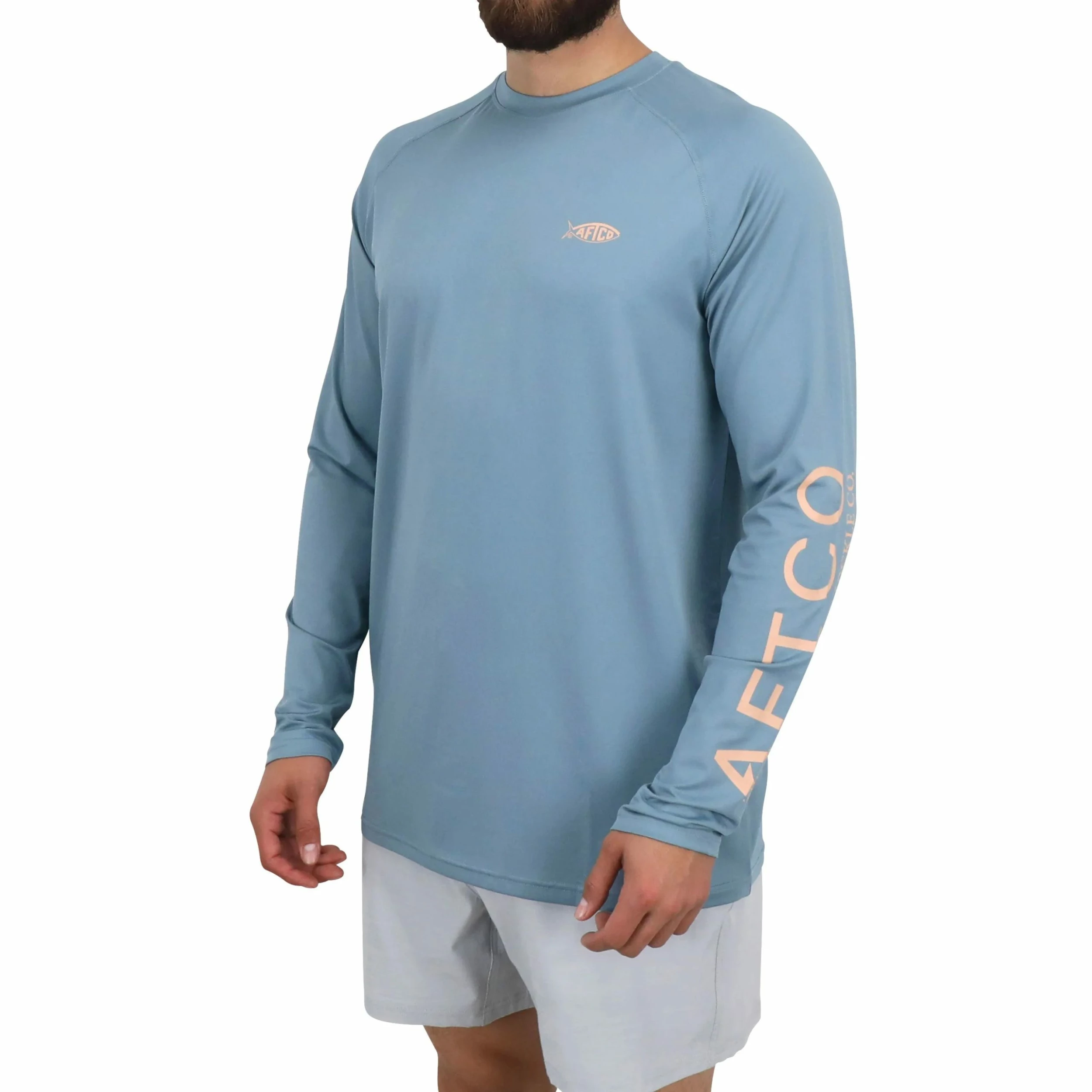 Aftco Samurai L/S UV Shirt Slate Blue Heather 4 Aftco Samurai L/S UV Shirt Slate Blue Heather - Image 2