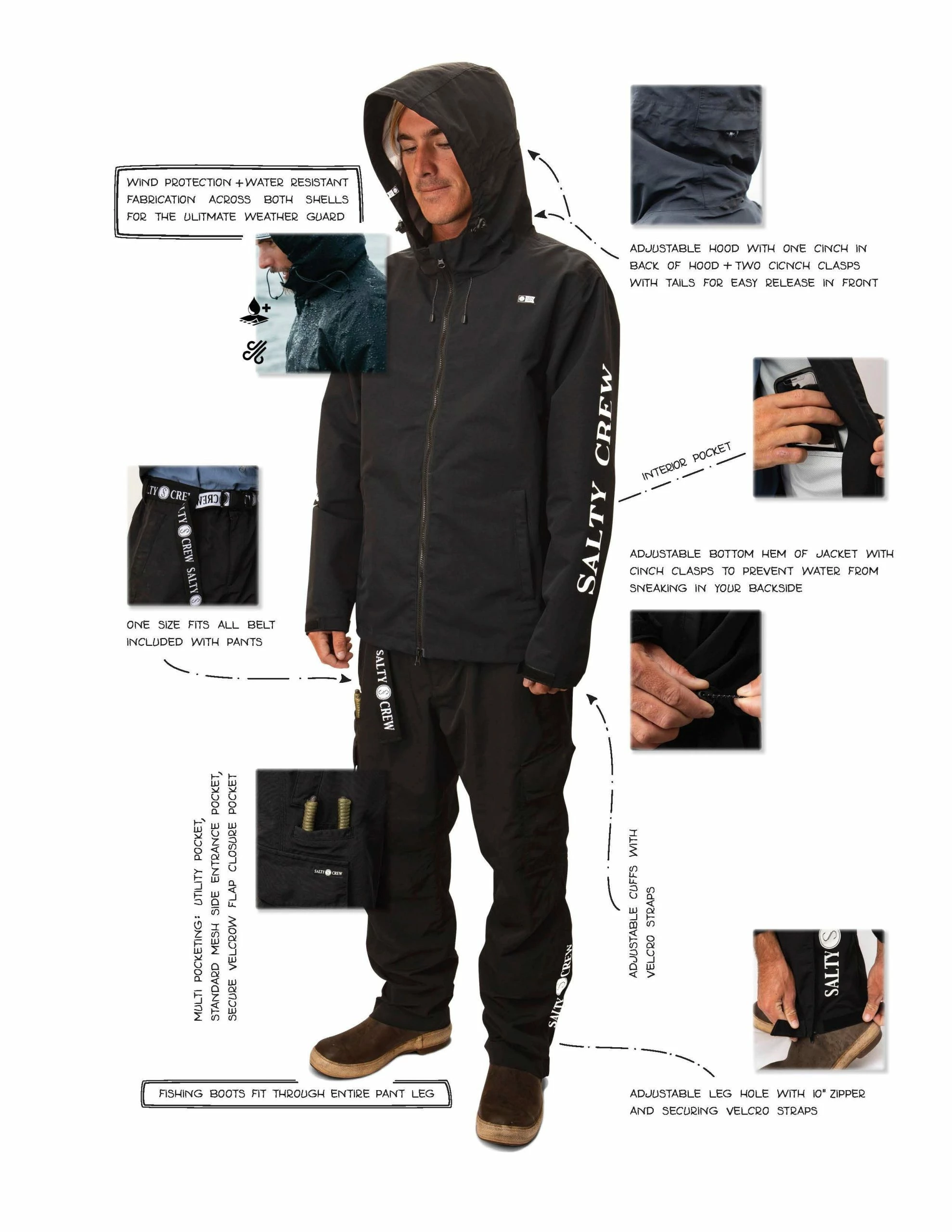 Salty Crew Pinnacle Black Pants 5 Salty Crew Pinnacle Black Pants - Image 3